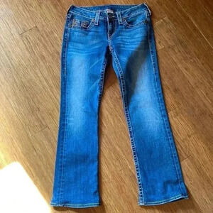 True religion women’s boot cut jeans - size 29 - like new - colorful stitching